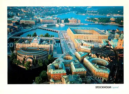 AK / Ansichtskarte Stockholm Kgl Schloss mit Parlamentsgebaeude Fliegeraufnahme Kat. Stockholm