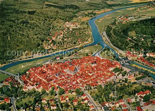 AK / Ansichtskarte Hann. Muenden Fliegeraufnahme Weser am Zusammenfluss von Werra und Fulda Kat. Hann. Muenden