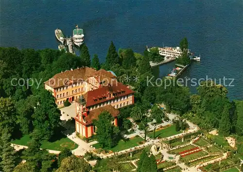 AK / Ansichtskarte Insel Mainau Fliegeraufnahme mit Schloss Kirche Schlossterrasse und Rosengarten Kat. Konstanz Bodensee