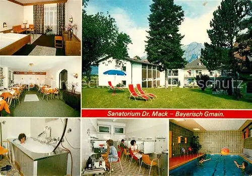 AK / Ansichtskarte Bayerisch Gmain Sanatorium Dr Mack Zimmer Gastraum Moorbad Hallenbad Kat. Bayerisch Gmain