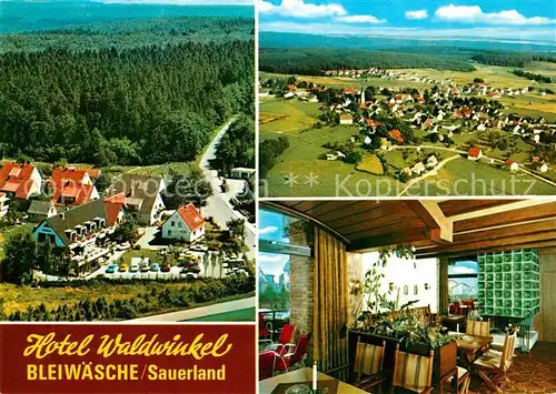 AK / Ansichtskarte Bleiwaesche Hotel Waldwinkel Gaststube Fliegeraufnahme Kat. Bad Wuennenberg