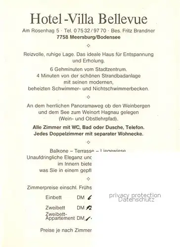 AK / Ansichtskarte Meersburg Bodensee Hotel Villa Bellevue Gastraum Treppenaufgang Kat. Meersburg