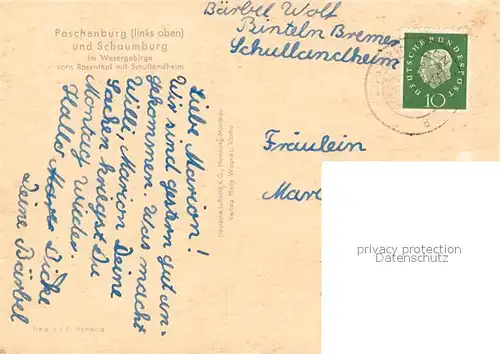 AK / Ansichtskarte Paschenburg Deckbergen Fliegeraufnahme mit Rosenthal mit Schullandheim Kat. Rinteln