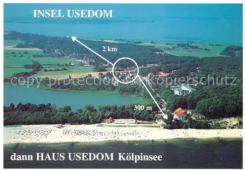 AK / Ansichtskarte Insel Usedom Fliegeraufnahme mit Koelpinsee Hotel Haus Usedom