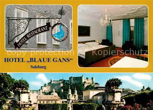 AK / Ansichtskarte Salzburg Oesterreich Hotel Blaue Gans Gaestezimmer Schloss Kat. Salzburg