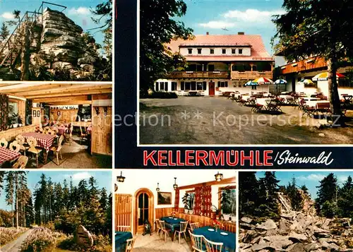AK / Ansichtskarte Pullenreuth Gaststaette Pension Kellermuehle Steinwald Terrasse Gaststube Kat. Pullenreuth