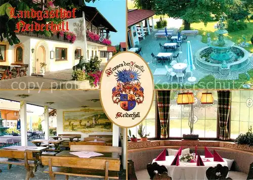 AK / Ansichtskarte Kleinholzhausen Landgasthof Neiderhell Gastraeume Brunnen Terrasse Kat. Raubling