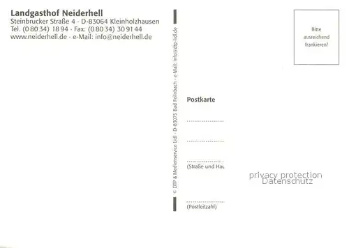 AK / Ansichtskarte Kleinholzhausen Landgasthof Neiderhell Gastraeume Brunnen Terrasse Kat. Raubling