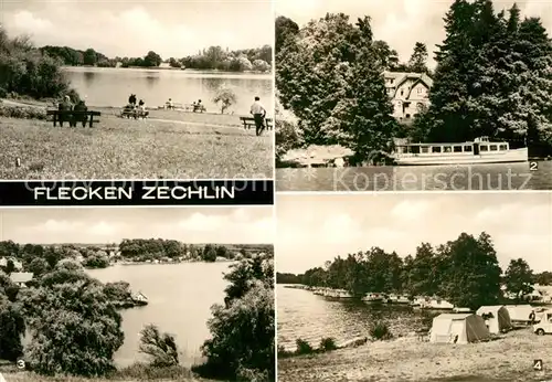 AK / Ansichtskarte Flecken Zechlin Schwarzer See FDGB Erholungsheim Elsenhoehe Wohnboote Zeltplatz Kat. Rheinsberg