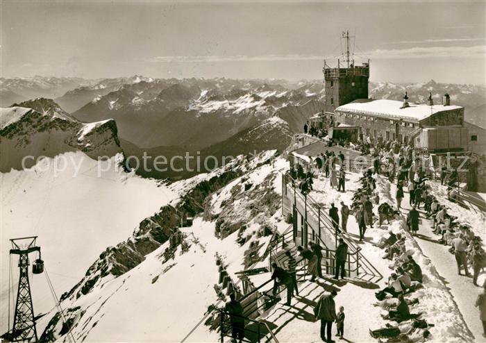 Ak Ansichtskarte Zugspitze Zugspitz Westgipfel Aussichtsterrasse Zugspitzbahn Muenchner Haus 