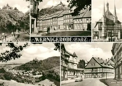 AK / Ansichtskarte Wernigerode Harz Schoene Ecke Schloss Feudalmuseum Rathaus Kat. Wernigerode