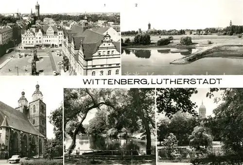 AK / Ansichtskarte Wittenberg Lutherstadt Marktplatz Schlosskirche Elbbruecke Stadtkirche Schwanenteich Kat. Wittenberg