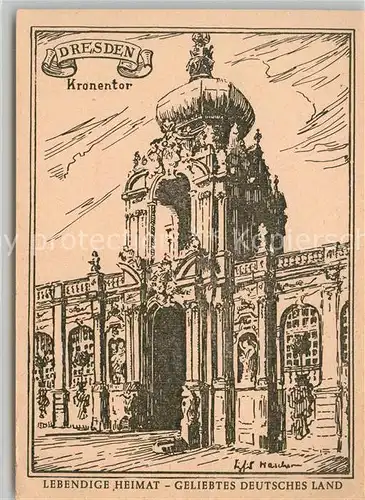 AK / Ansichtskarte Dresden Kronentor Kuenstlerkarte Kat. Dresden Elbe