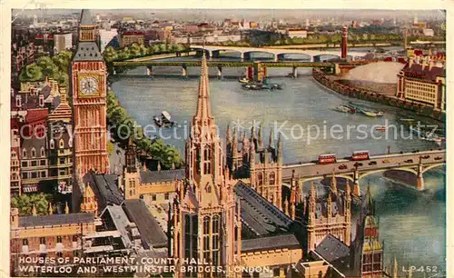 AK / Ansichtskarte London Parlament County Hall Waterloo Westminster Bridges Kat. City of London