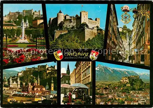 AK / Ansichtskarte Salzburg Oesterreich Mirabellgarten Hohensalzburg Getreidegasse Altstadt Alter Markt Kat. Salzburg