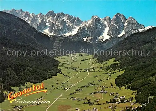 AK / Ansichtskarte Gosau Oberoesterreich Fliegeraufnahme Tal Panorama Gosaukamm Kat. Gosau Salzkammergut