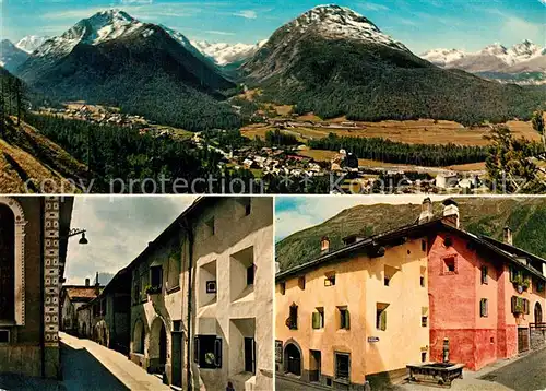 AK / Ansichtskarte Pontresina mit Piz Palue Roseggletscher und Julierkette Dorfpartien  Kat. Pontresina