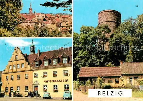 AK / Ansichtskarte Belzig Bad Stadtblick Markt Wehrturm im Burghof