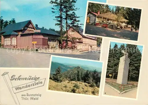 AK / Ansichtskarte Schmuecke Berggasthaus Waldcafe Lenkgrund Thueringer Wald Monument im Frauenwald Kat. Gehlberg