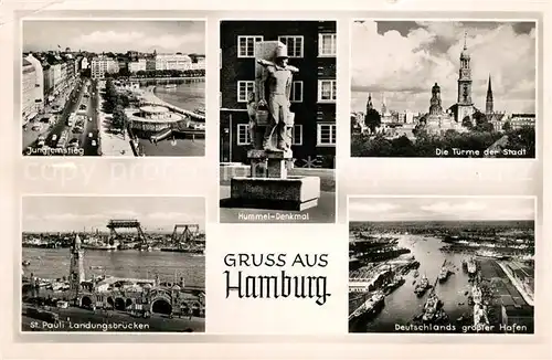 AK / Ansichtskarte Hamburg Hummel Denkmal Jungfernstieg St. Pauli Landungsbruecken Kat. Hamburg