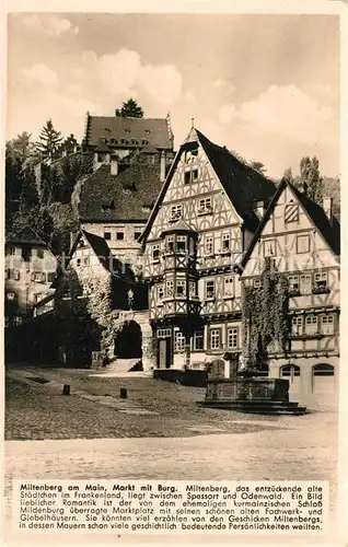 AK / Ansichtskarte Miltenberg Main Markt mit Burg Fachwerk Kat. Miltenberg