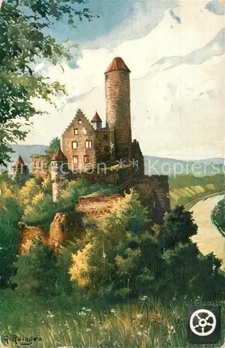 AK / Ansichtskarte Hornberg Schwarzwald Schlossruine Goetzens Burg Kuenstlerkarte Kat. Hornberg