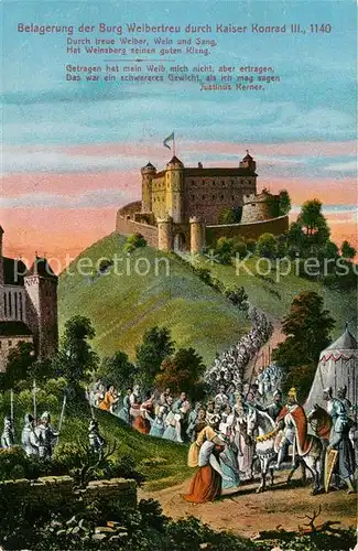 AK / Ansichtskarte Weinsberg Belagerung der Burg Weibertreu durch Kaiser Konrad den 3. Kat. Weinsberg