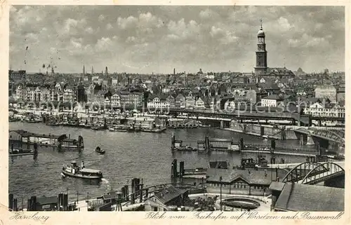 AK / Ansichtskarte Hamburg Freihafen mit Vorsetzen und Baumwall Kat. Hamburg