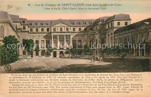 AK / Ansichtskarte Saint Cloud Vue du Chateau de Saint Cloud prise dans la seconde Cour