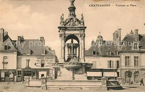 AK / Ansichtskarte Chateaudun Fontaine et Place Kat. Chateaudun