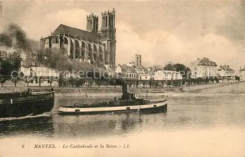 AK / Ansichtskarte Mantes sur Seine La Cathedrale et la Seine Kat. Mantes la Jolie