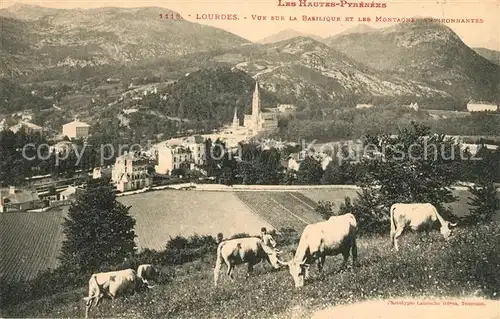 AK / Ansichtskarte Lourdes Hautes Pyrenees Vue sur la Basilique et les Montague environnantes Kat. Lourdes
