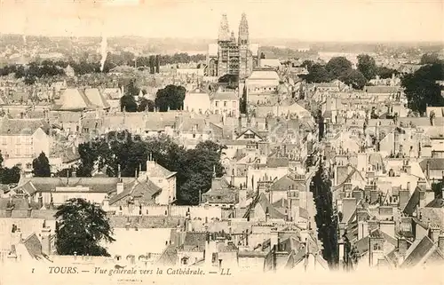 AK / Ansichtskarte Tours Indre et Loire Vue generale vers la Cathedrale Kat. Tours