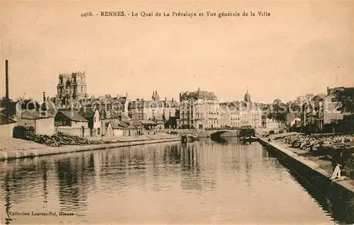 AK / Ansichtskarte Rennes Le Quai de la Prevalaye et Vue generale de la Ville Kat. Rennes