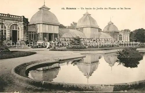 AK / Ansichtskarte Rennes Un bassin du Jardin des Plantes et les Serres Kat. Rennes