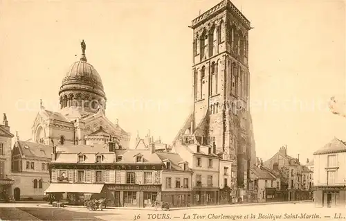 AK / Ansichtskarte Tours Indre et Loire La Tour Charlemagne et la Basilique Saint Martin Kat. Tours