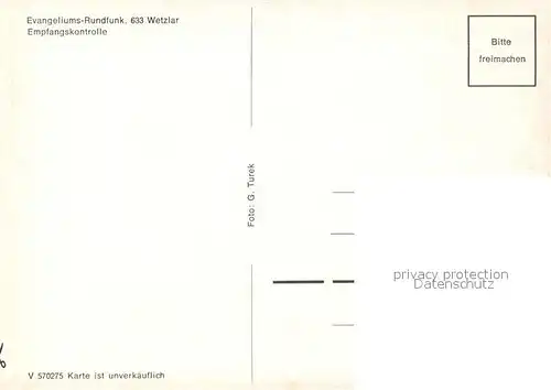 AK / Ansichtskarte Wetzlar Evangeliums Rundfunk Empfangskontrolle Kat. Wetzlar
