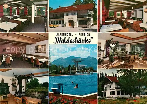 AK / Ansichtskarte Ried Kochel See Alpenhotel Pension Waldschaenke Details Schwimmbad Kat. Kochel a.See