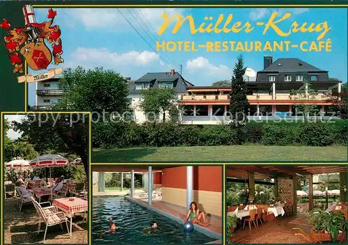AK / Ansichtskarte Ehlscheid Hotel Mueller Krug Restaurant Terrasse Hallenbad Kat. Ehlscheid