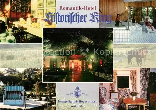 AK / Ansichtskarte Oeversee Romantik Hotel Historischer Krug Gastraeume Hallenbad Strandkorb Kat. Oeversee