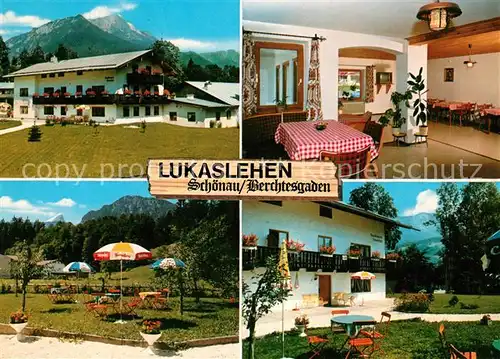 AK / Ansichtskarte Schoenau Berchtesgaden Haus Lukaslehen Gastraum Park Terrasse Kat. Berchtesgaden
