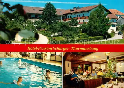 AK / Ansichtskarte Thurmansbang Hotel Pension Schuerger Gastraum Schwimmbad Kat. Thurmansbang