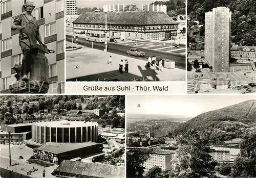 AK / Ansichtskarte Suhl Thueringer Wald Waffenmuseum Wohnhochhaus Stadthalle der Freundschaft Kat. Suhl