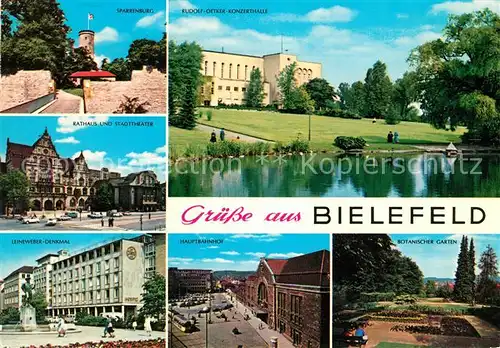 AK / Ansichtskarte Bielefeld Sparrenburg Rathaus Stadttheater Leineweber Denkmal Rud Oetker Konzerthalle Hauptbahnhof Botanischer Garten Kat. Bielefeld