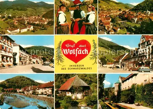 AK / Ansichtskarte Wolfach Panorama Stadtmauer Trachtengruppe Kat. Wolfach Schwarzwald