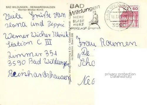 AK / Ansichtskarte Reinhardshausen Werner Wicker Klinik Kat. Bad Wildungen