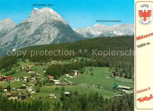 AK / Ansichtskarte Moesern Fliegeraufnahme Panorama Hohe Munde Wettersteingebirge Kat. Telfs