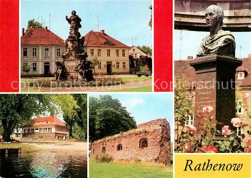 AK / Ansichtskarte Rathenow Denkmal Kurfuerst Duncker Denkmal Waldschwimmbad Stadtmauer Kat. Rathenow