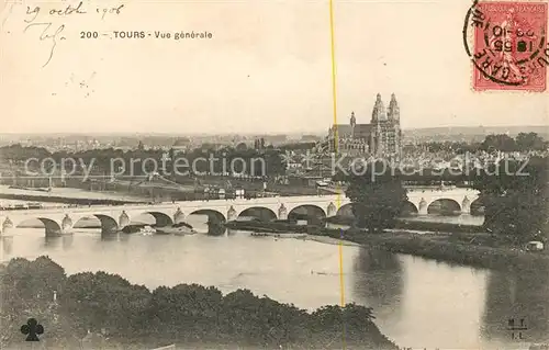 AK / Ansichtskarte Tours Indre et Loire Vue generale Pont Cathedrale Kat. Tours