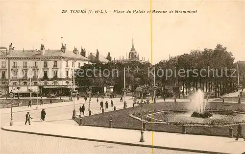 AK / Ansichtskarte Tours Indre et Loire Place du Palais et Avenue de Grammont Kat. Tours